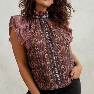 NWT Anthropologie Othilia Caricia Ruffled Blouse Boho Size 1X